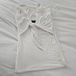 JLUXLABEL Elegant White Tie-Front Dress Sexy Size Small